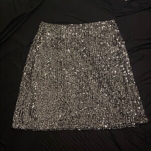 Chelsea28 Sparkling Silver A-Line Skirt